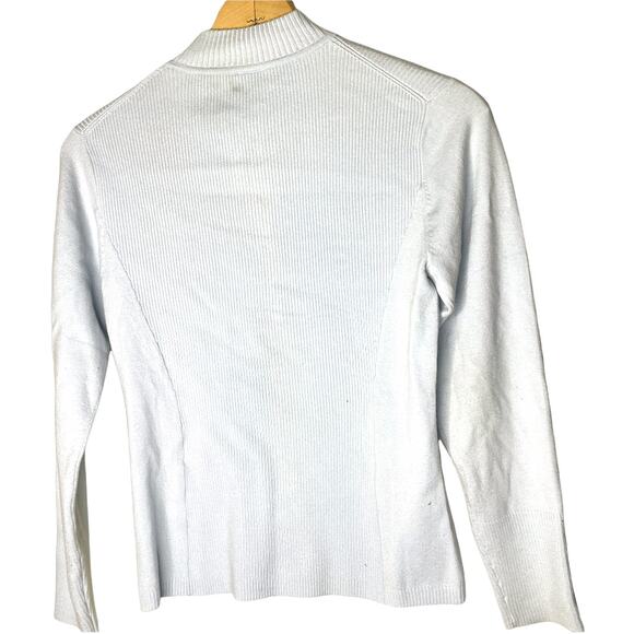 VTG Shu Shu Full Zip Ribbed Cardigan Sweater in Baby Blue Size Small - Picture 2 of 4